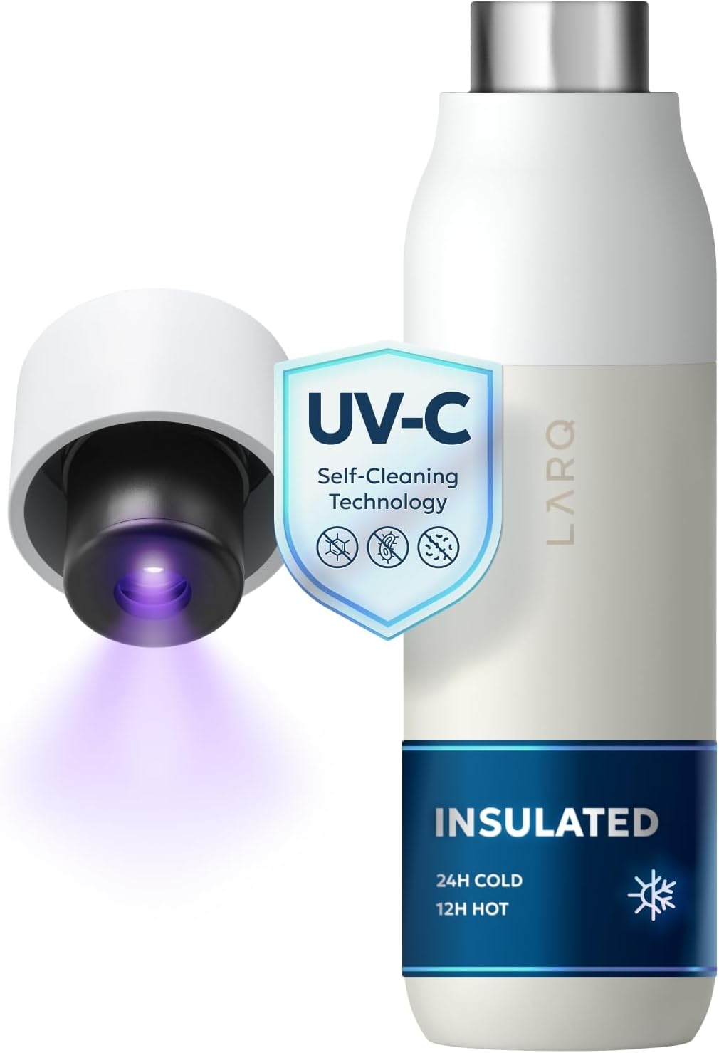 LARQ Bottle Bouteille isotherme UV-C en acier inoxydable PureVis en blanc granit